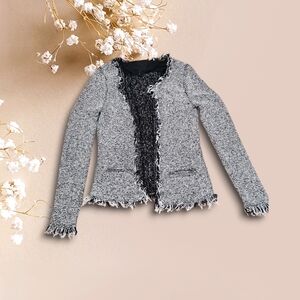 Elegant Black and White Fringed Women's Jacket